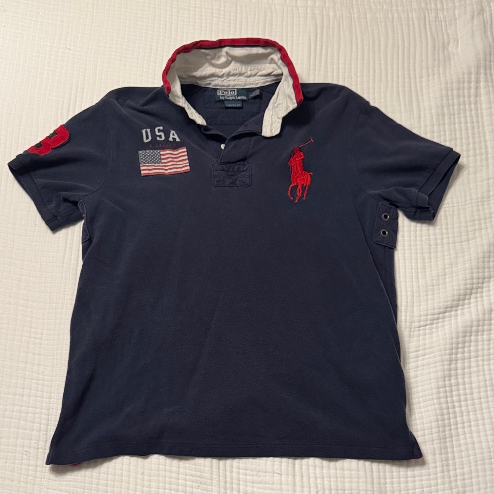 Ralph Lauren Blue Custom Fit Polo